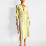 Linen Wrap Midi Dress