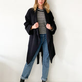 Raw Hem Belted Wool Coat