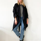 Raw Hem Belted Wool Coat