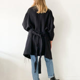 Raw Hem Belted Wool Coat