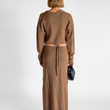 Cashmere Crop Jumper And Elongated Ruched Tie Skirt Set