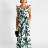 Liya Leaf Print Ruffle Dress