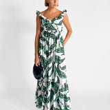 Liya Leaf Print Ruffle Dress