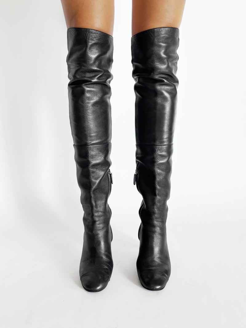 Thigh High CC Leather Boots
