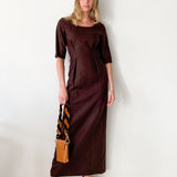 Brown Linen Maxi Dress