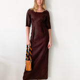 Brown Linen Maxi Dress