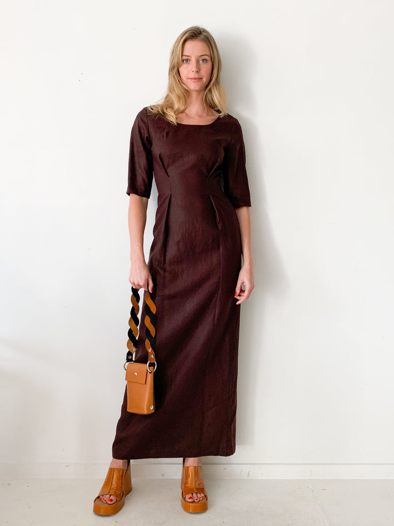 Brown Linen Maxi Dress