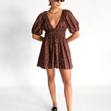 Shirred Plunge Mini Dress