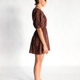 Shirred Plunge Mini Dress