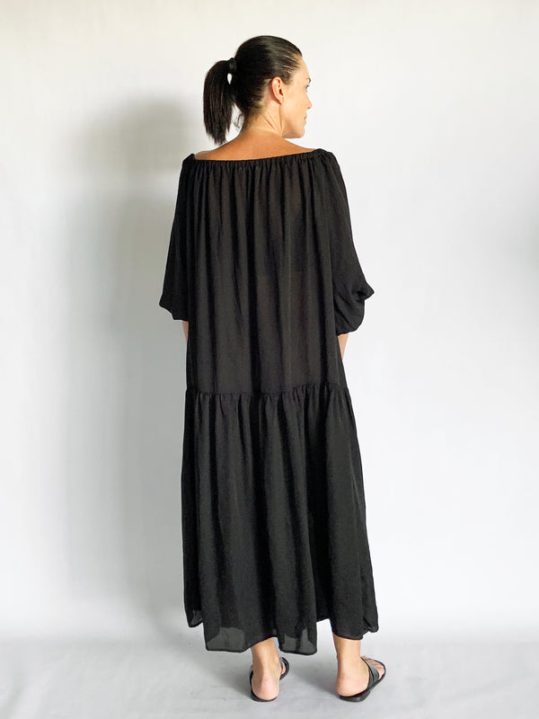 Silk Off Shoulder Maxi Dress