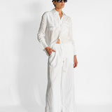 Logo Lace Linen Shirt & Pant Set