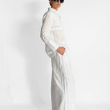 Logo Lace Linen Shirt & Pant Set