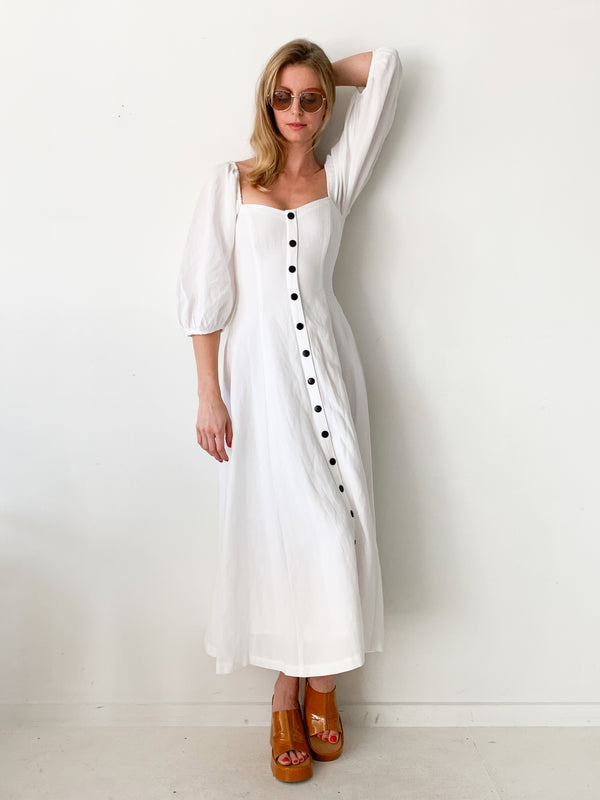 Mika Off-Shoulder Linen Blend Midi Dress