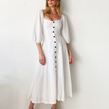 Mika Off-Shoulder Linen Blend Midi Dress