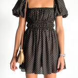 Shirred Peasant Mini Dress