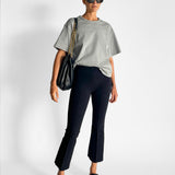 Kick Cropped Stretch Cotton Flared Pant