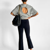 Kick Cropped Stretch Cotton Flared Pant