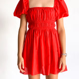 Shirred Peasant Mini Dress