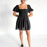 Shirred Peasant Mini Dress