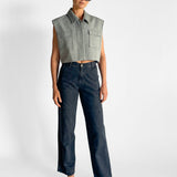 Wool Cropped Collared Vest