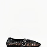 Patent Fishnet Ballet Flats