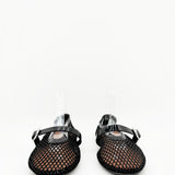 Patent Fishnet Ballet Flats