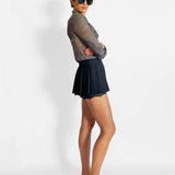 Layered Pleated Mini Skirt