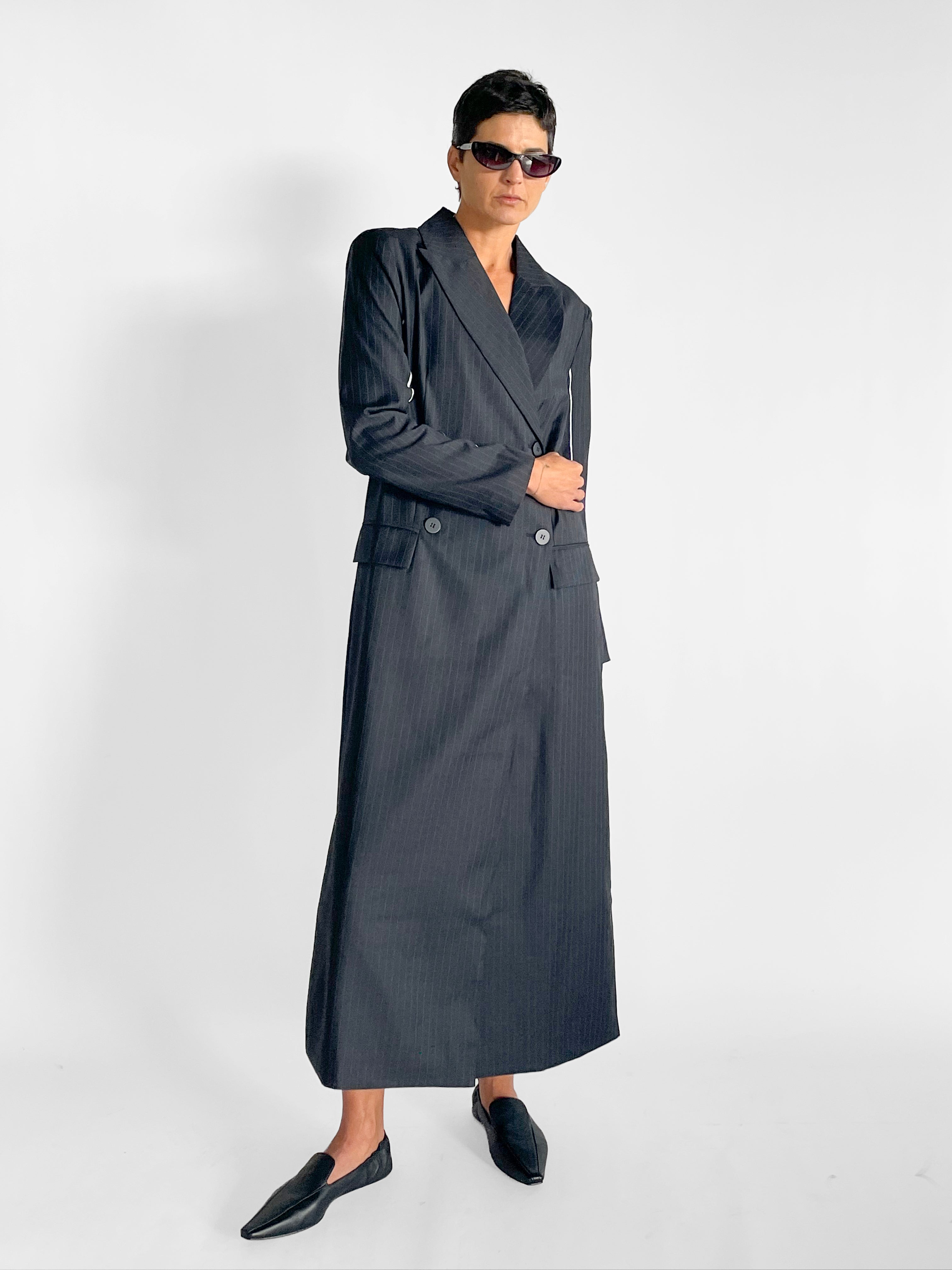 St. Agni Pinstripe Maxi Coat — image 1 of 5