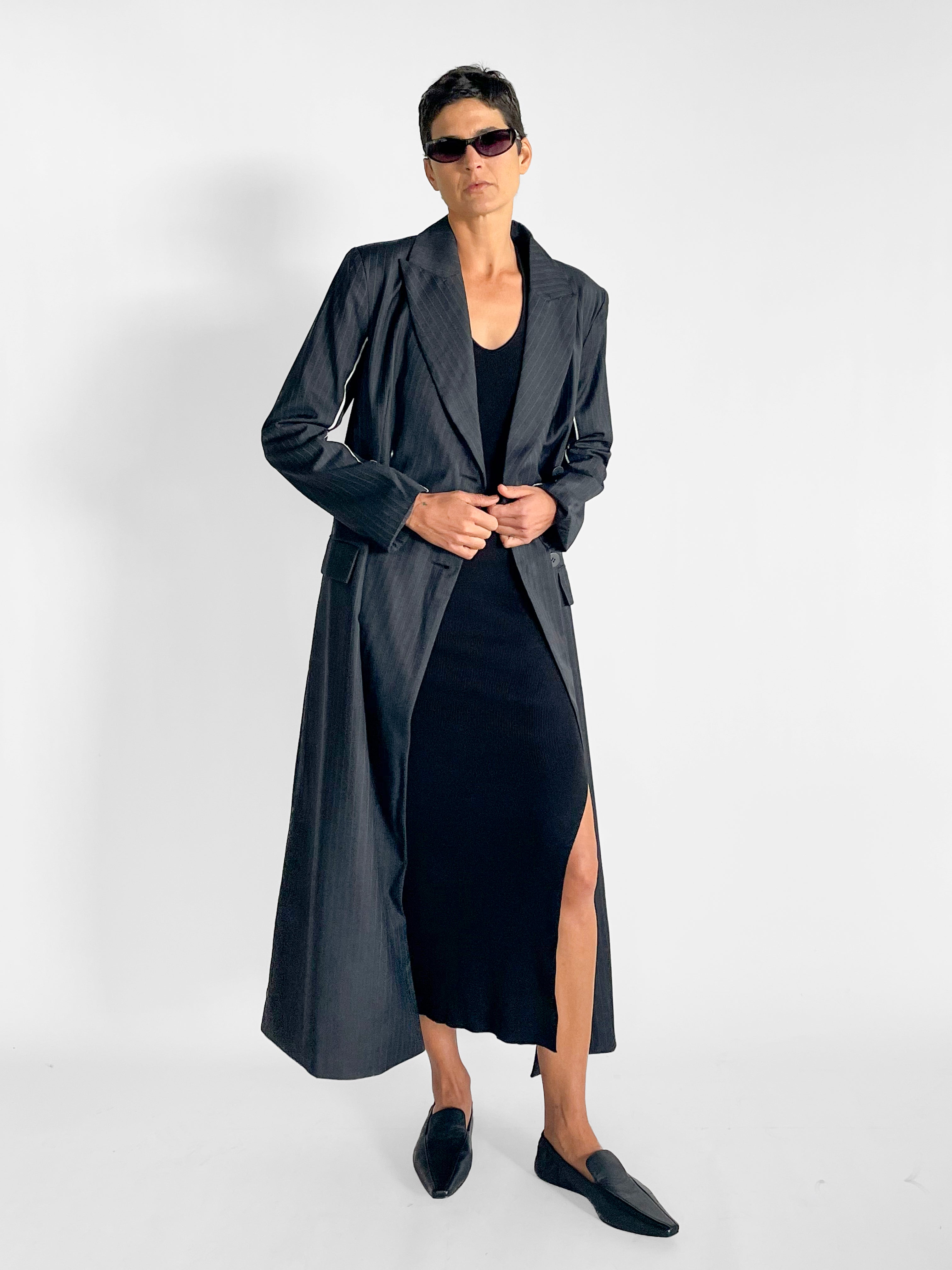 St. Agni Pinstripe Maxi Coat — image 2 of 5