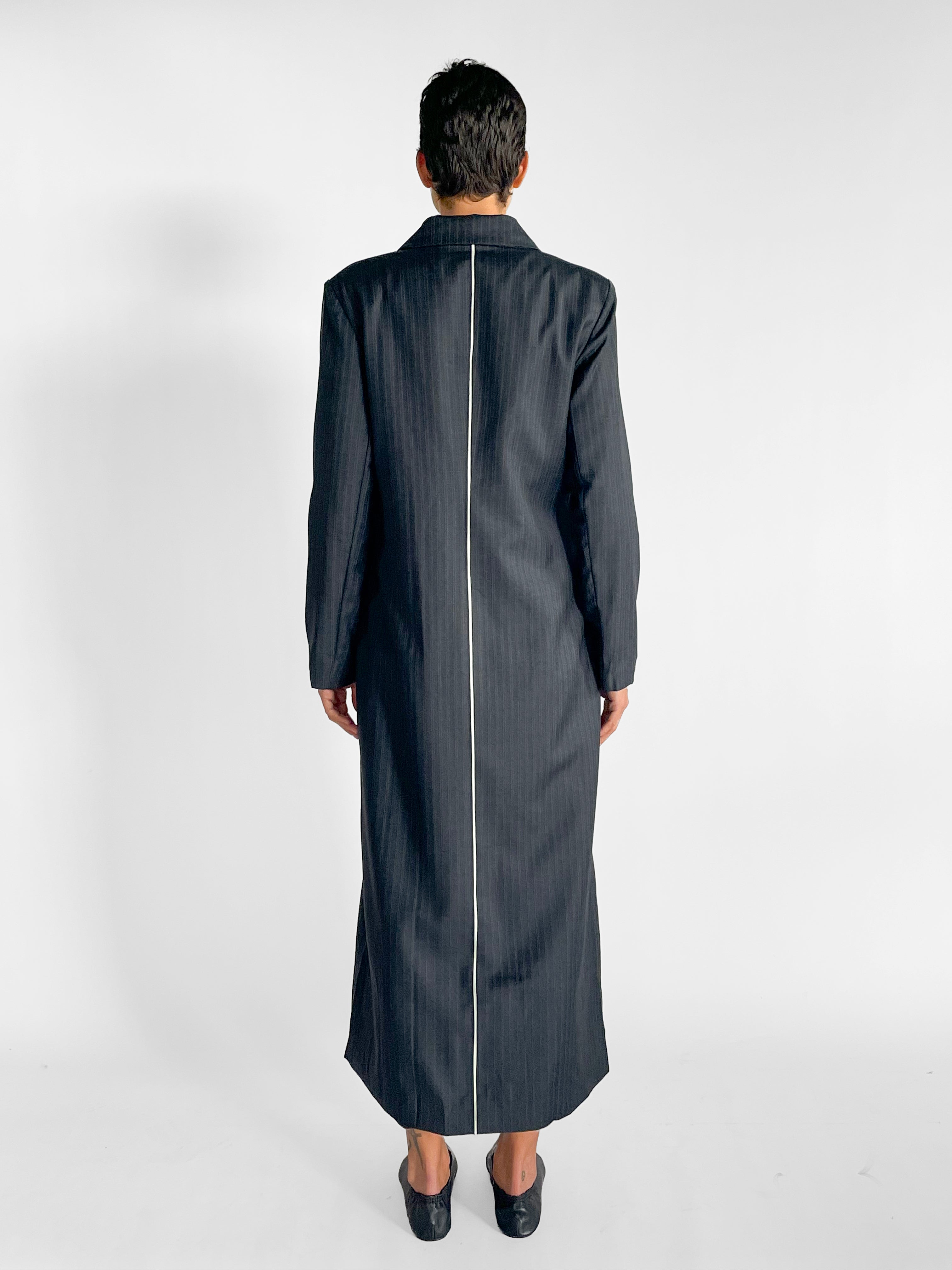 St. Agni Pinstripe Maxi Coat — image 3 of 5