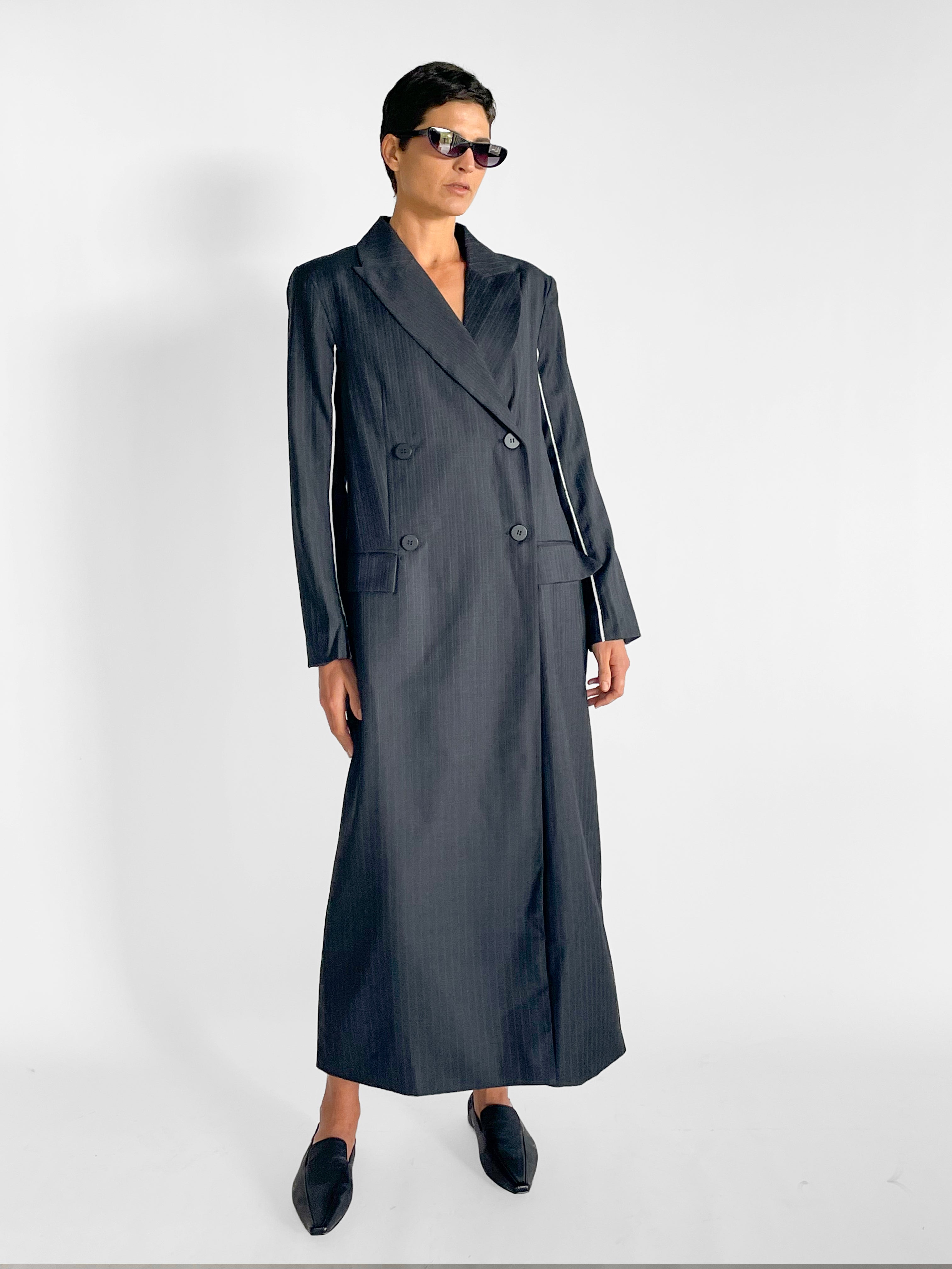 St. Agni Pinstripe Maxi Coat — image 4 of 5