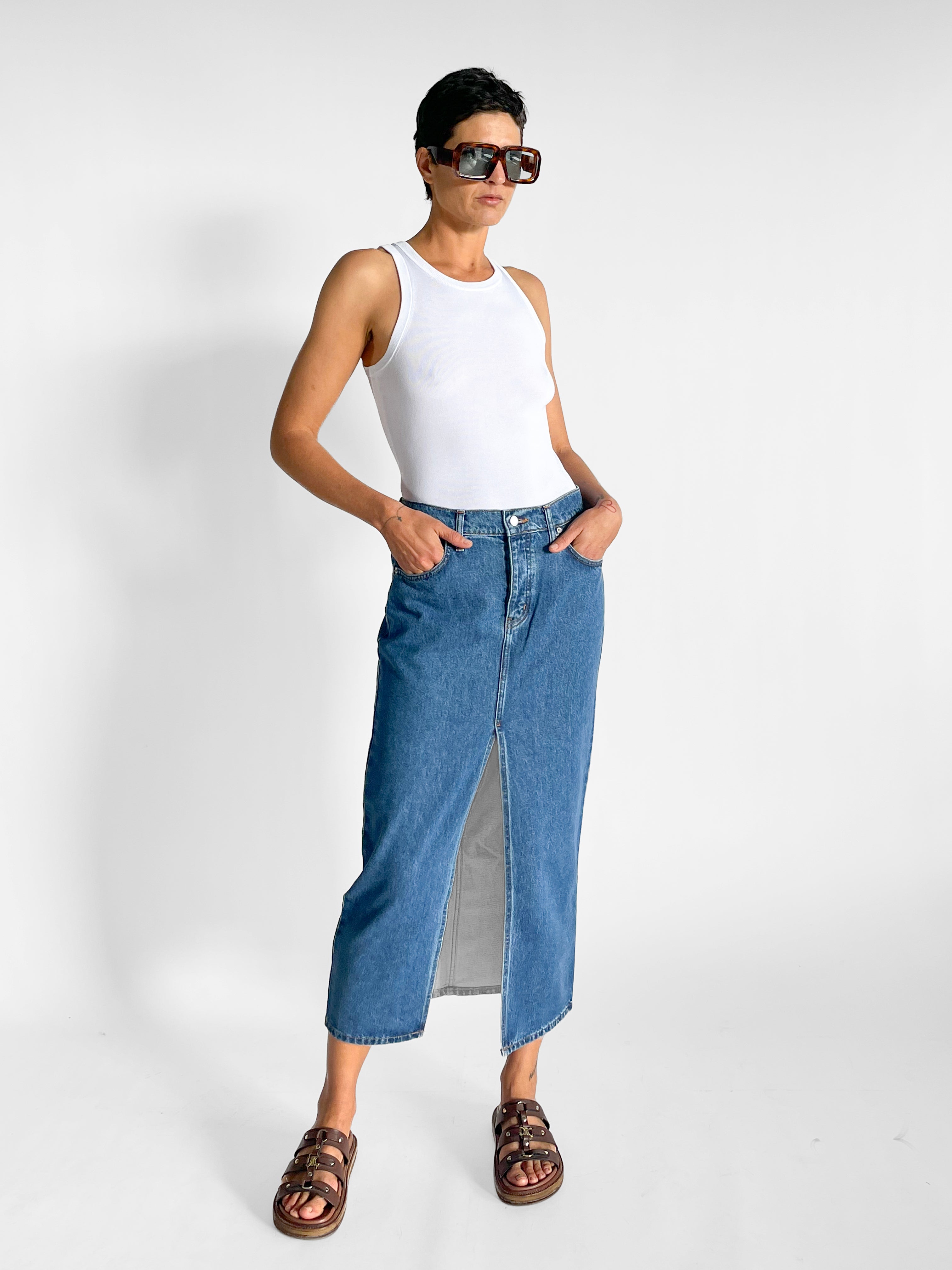 St. Agni Denim Maxi Skirt — image 1 of 6