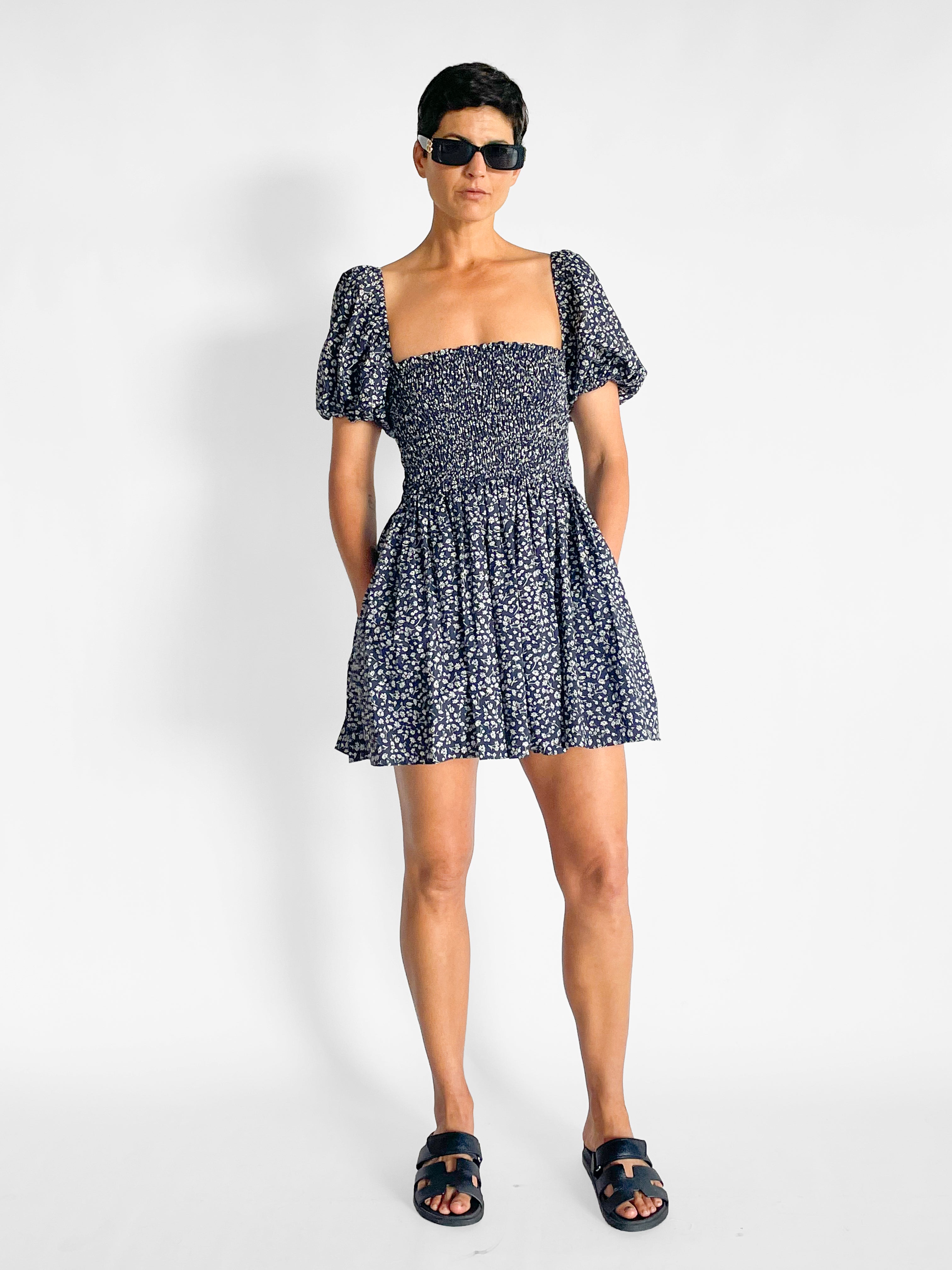 Matteau Shirred Peasant Mini Dress — image 1 of 5