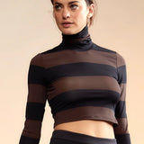 Cropped Striped Turtleneck