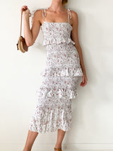 Halsey Floral-Print Linen Midi Dress
