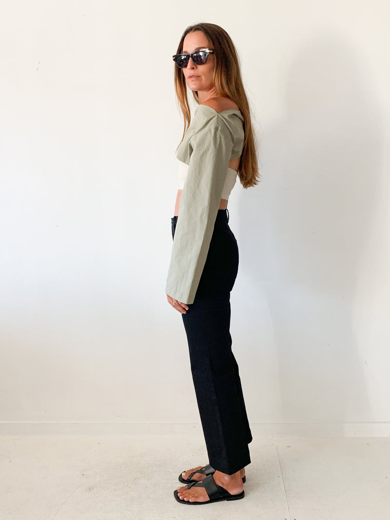 Cotton Twill Cropped Pants