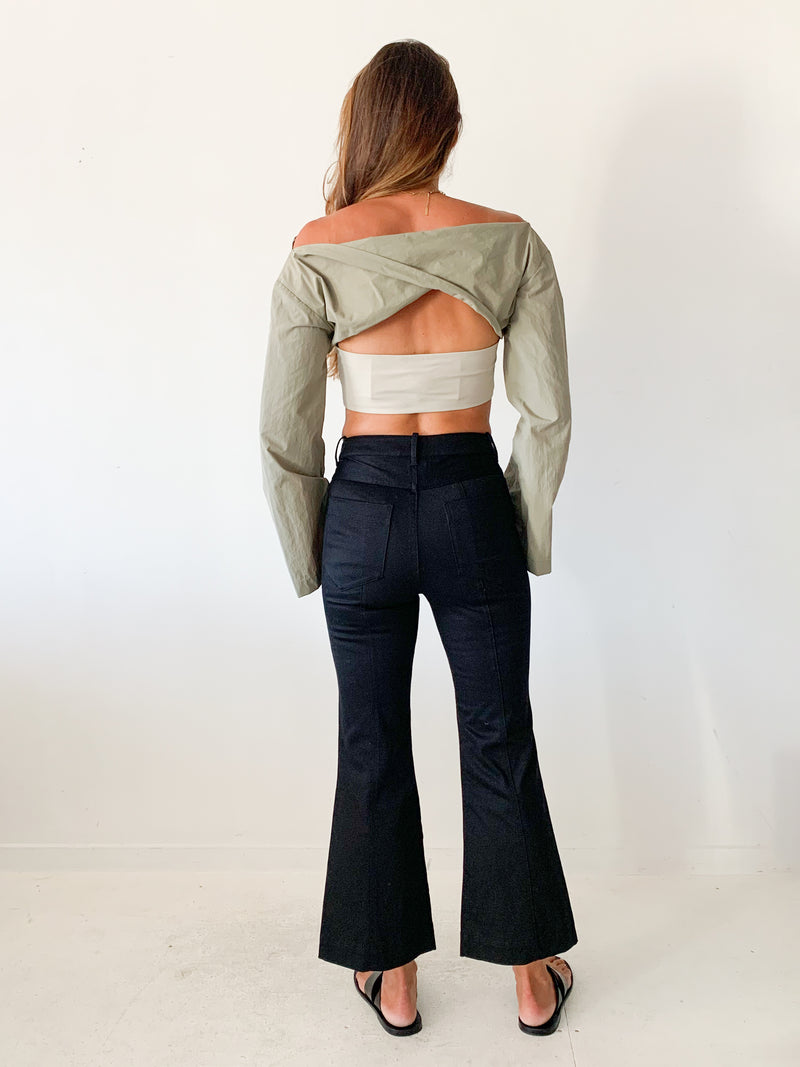 Cotton Twill Cropped Pants